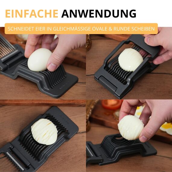 Westmark Eierschneider Justus Black Edition – Eierteiler für runde & ovale Scheiben – Extra-Scharfe Edelstahldrähte, Anthrazit