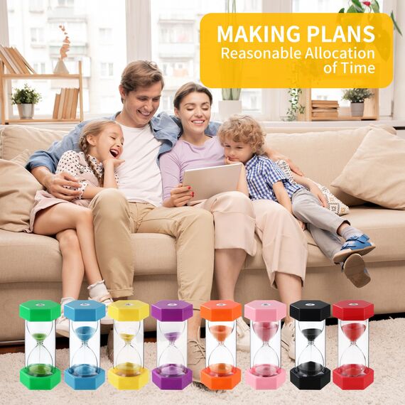8 Stück Bunter Sanduhren für Kinder,Buntes Sanduhren Set 1/3/5/8/10/15/20/30 Minuten,Zeitmesser Sanduhren für das Leben der Kinder,Lernen,Spiel Timing,Kreative Geschenke (D-8 Stück)