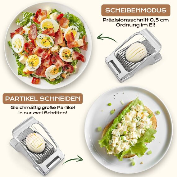 BIBURY Eierschneider aus Edelstahl, Robuster Aluminium Schneider für Eier, Eischneidewerkzeug, Egg Slicer Einzeln Gespannte Edelstahldrähte Pilze, Erdbeeren, Weiches Obst, Spülmaschinenfest