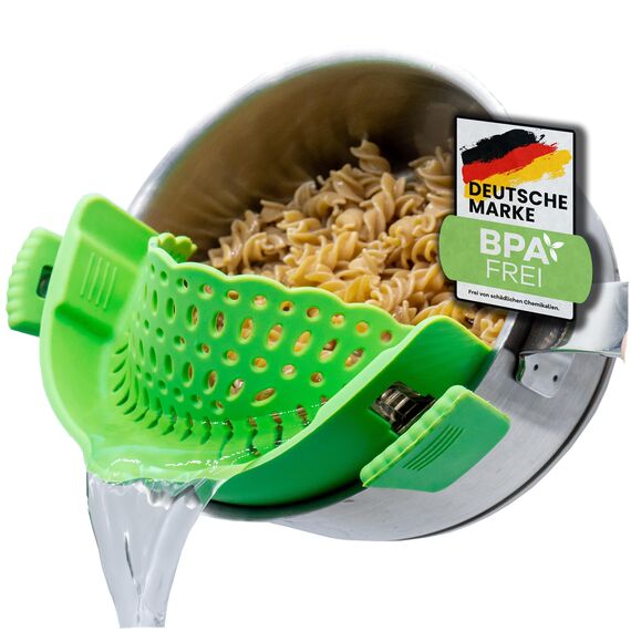 Netrox – Schnappsieb aus Silikon – Nudelsieb Aufsatz zum Einhängen in Topf & Pfanne – BPA-frei, spülmaschinenfestes Küchensieb Sieb – Abtropfsieb als Abgießhilfe für Töpfe Topfsieb