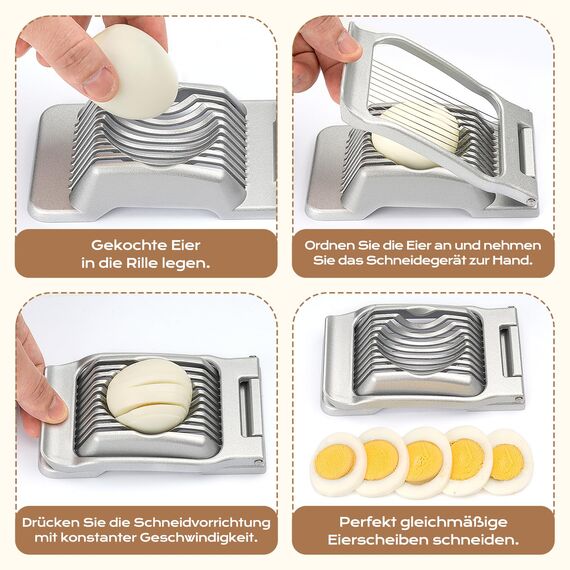 BIBURY Eierschneider aus Edelstahl, Robuster Aluminium Schneider für Eier, Eischneidewerkzeug, Egg Slicer Einzeln Gespannte Edelstahldrähte Pilze, Erdbeeren, Weiches Obst, Spülmaschinenfest