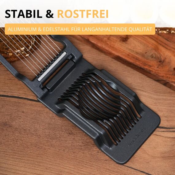 Westmark Eierschneider Justus Black Edition – Eierteiler für runde & ovale Scheiben – Extra-Scharfe Edelstahldrähte, Anthrazit