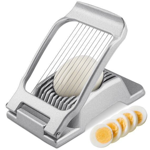 BIBURY Eierschneider aus Edelstahl, Robuster Aluminium Schneider für Eier, Eischneidewerkzeug, Egg Slicer Einzeln Gespannte Edelstahldrähte Pilze, Erdbeeren, Weiches Obst, Spülmaschinenfest