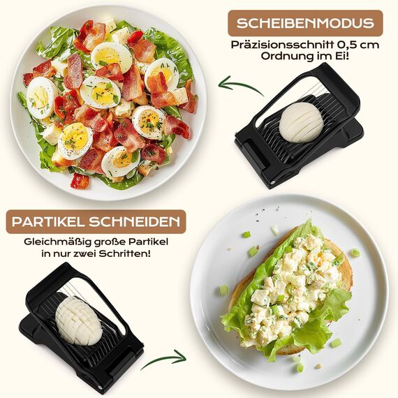 BIBURY Eierschneider aus Edelstahl, Robuster Aluminium Schneider für Eier, Eischneidewerkzeug, Egg Slicer Einzeln Gespannte Edelstahldrähte Pilze, Erdbeeren, Weiches Obst, Spülmaschinenfest