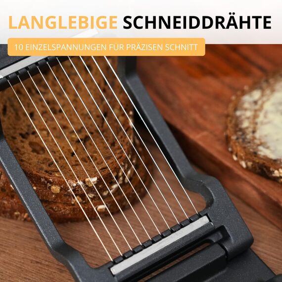 Westmark Eierschneider Justus Black Edition – Eierteiler für runde & ovale Scheiben – Extra-Scharfe Edelstahldrähte, Anthrazit