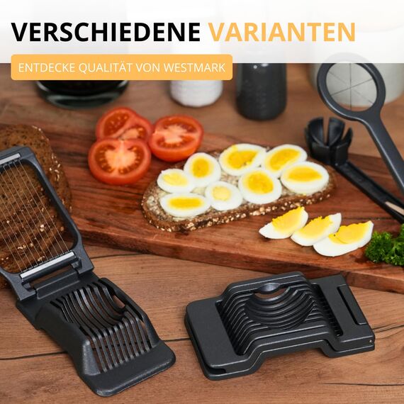 Westmark Eierschneider Justus Black Edition – Eierteiler für runde & ovale Scheiben – Extra-Scharfe Edelstahldrähte, Anthrazit