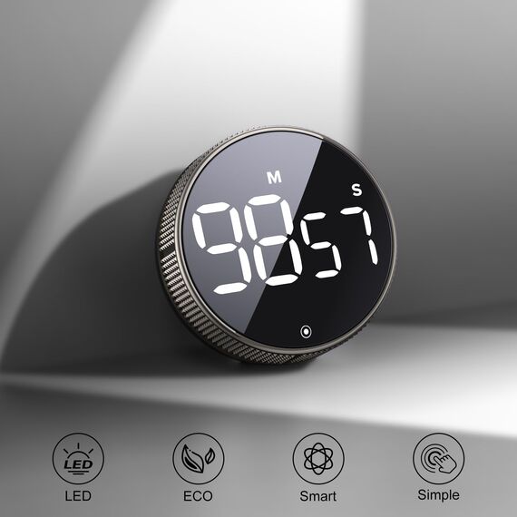 BlueSnail Küche Timer mit LED Digital Display Smart Efficana für Home Classroom Gym Büro, Lautstärke und Helligkeit einstellbare Produktivität Timer (Guncolor)