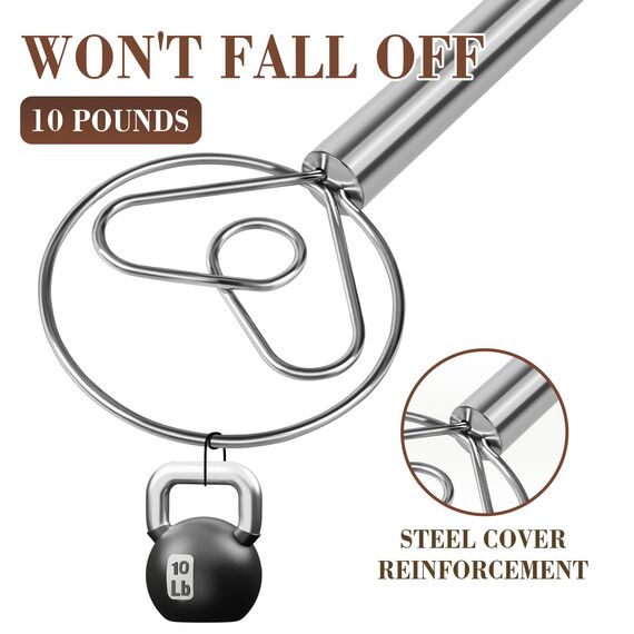 TEEVEA Dänischer Teigbesen mit Edelstahlhaken, Brotmixer im niederländischen Stil, für Sauerteig-Backwerkzeuge