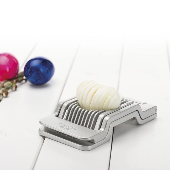 Westmark Eierteiler für runde und ovale Scheiben, einzeln gespannte Schneiddrähte aus Edelstahl, Aluminium/Rostfreier Edelstahl, Justus, Grau, 10402260