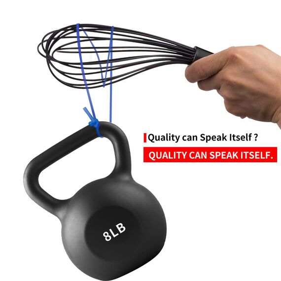 TEEVEA Silikon-Schneebesen, 3er-Set, kratzfest, antihaftbeschichtet, silikonbeschichtet, Edelstahldraht, hitzebeständig, 250 °C, Küchenhelfer zum Kochen, Mischen, Schneebesen, Werkzeug, Schwarz