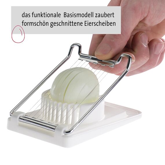 Westmark Eierteiler „Traditionell“ und Eierpiekser – Klassischer Eierteiler für müheloses Schneiden, Eierpiekser mit Sicherheitsverriegelung – Schnelles Zubereiten und sauberes Schneiden – Silber
