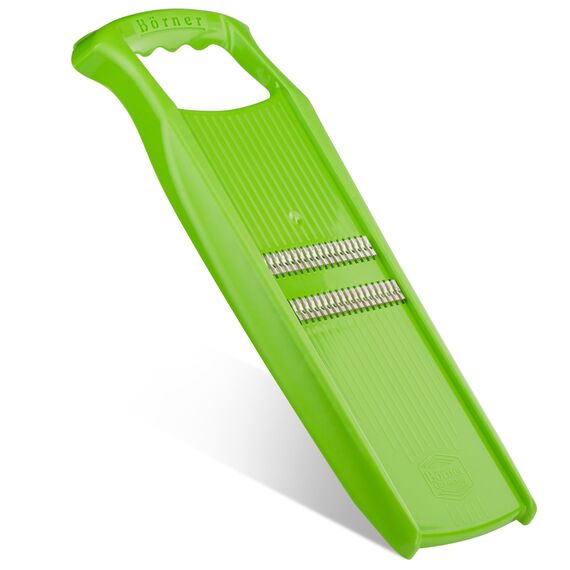 Börner Roko PowerLine Gemüseschneider • Streifenschneider für Obst & Gemüse • Julienne Schneider für feine Streifen • Gemüsehobel fein • Küchenhobel • Reibe (Grün)