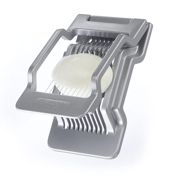 Westmark Eierteiler für runde und ovale Scheiben, einzeln gespannte Schneiddrähte aus Edelstahl, Aluminium/Rostfreier Edelstahl, Justus, Grau, 10402260