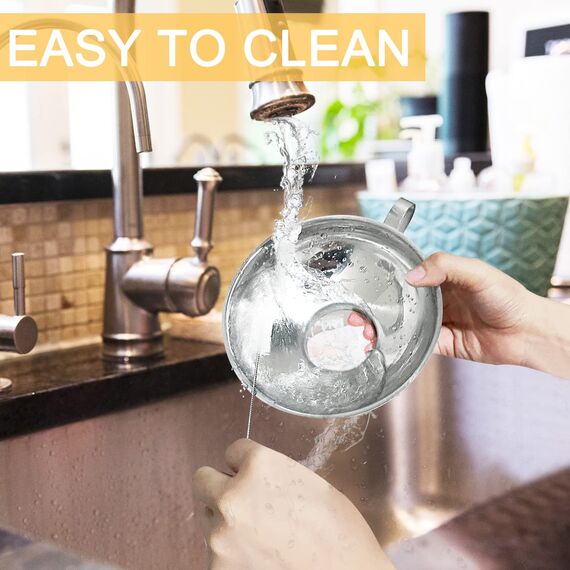 4 Stück Trichter Edelstahl Set, Marmeladentrichter, Einmachtrichter aus Edelstahl, Einfülltrichter mit Griff, zum Umfüllen von Gewürzen, Flüssigkeiten, Pulver, Bohnen, Konfitüre (3 Größen, 1 Bürste)