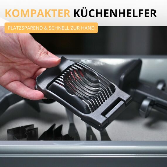 Westmark Eierteiler Duplex "Special Dark Edition", einzeln gespannte Edelstahl-Schneiddrähte, hochwertige Spezialbeschichtung, Aluminium, Anthrazit, 1020226Z