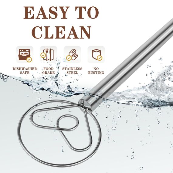 TEEVEA Dänischer Teigbesen mit Edelstahlhaken, Brotmixer im niederländischen Stil, für Sauerteig-Backwerkzeuge