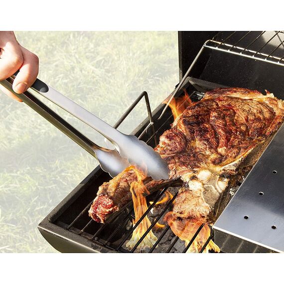 iNeibo Grillzange Edelstahl Hochwertige Küchenzange Mit Hitzebeständigem Silikongriff Und Sicherm Verschlusssystem 2er Set Zange Küche (23cm/31cm)