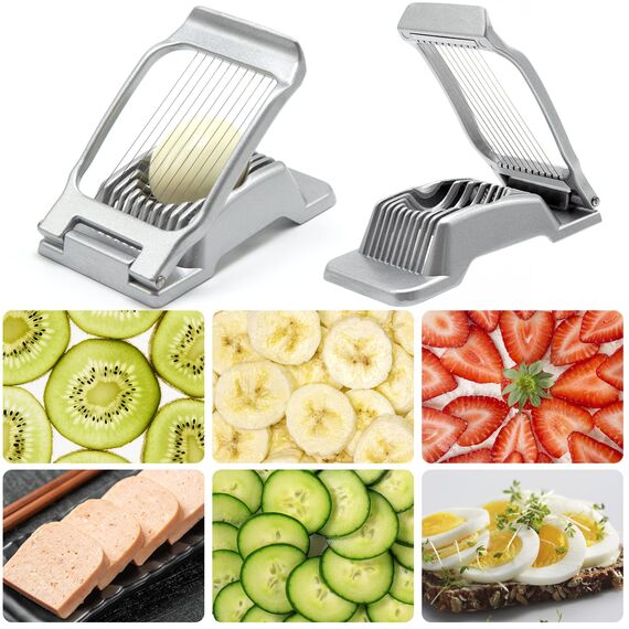 Eierschneider, Profi Eierteiler Schneiddrähte aus Edelstahl Spülmaschinenfest, Stable Eischneidewerkzeug aus Aluminium Eierschneider für runde und ovale Eier Schneiden Silit Gitter