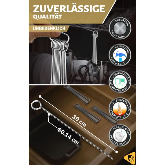 Menz Rouladennadeln, SET - 30 Stück Rouladennadeln Edelstahl rostfrei, 10 cm lange Rouladenspieße mit Grifföse und scharfer Spitze als praktischer Ersatz für Rouladenklammern