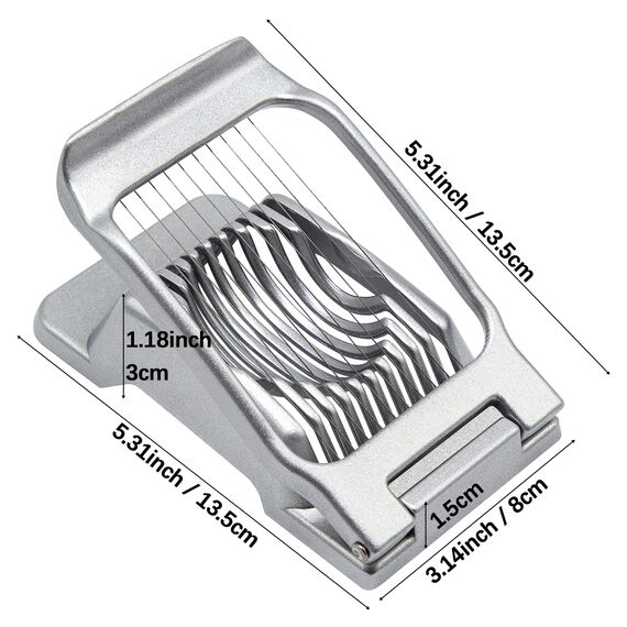 Eierschneider, Profi Eierteiler Schneiddrähte aus Edelstahl Spülmaschinenfest, Stable Eischneidewerkzeug aus Aluminium Eierschneider für runde und ovale Eier Schneiden Silit Gitter