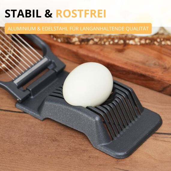 Westmark Eierteiler Duplex "Special Dark Edition", einzeln gespannte Edelstahl-Schneiddrähte, hochwertige Spezialbeschichtung, Aluminium, Anthrazit, 1020226Z