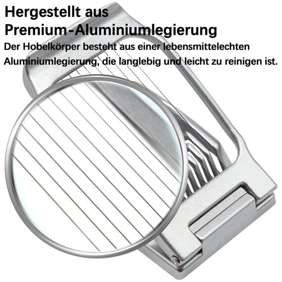 Eierschneider, Profi Eierteiler Schneiddrähte aus Edelstahl Spülmaschinenfest, Stable Eischneidewerkzeug aus Aluminium Eierschneider für runde und ovale Eier Schneiden Silit Gitter