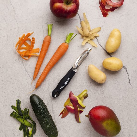 Microplane Profi-Schäler mit Doppelklinge in Edelstahl für Rechtshänder und Linkshänder