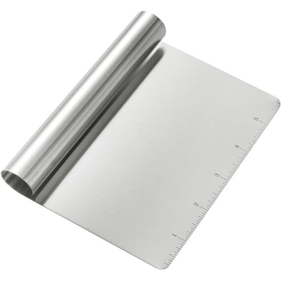 Midgreyeye Edelstahl Teigschneider Mit Messskala Teigschaber Teigkarte Teigspachtel Schaber Küche Für Kuchen, Cake,Pizza, Torte, Dough,backutensilien(15 * 11.3cm)