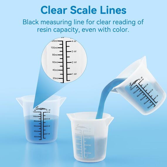 6 Stück Silikon Messbecher Epoxidharz, 120ml sklare 2 Skalen Silikon Messbecher für Gips, Gießpulver, Formen, wiederverwendbares und leicht zu reinigen Epoxidharz zubehör