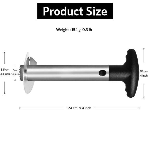 Asdirne Ananas Schäler, Ananas Schneider mit Edelstahlklinge in Lebensmittelqualität und ABS-Griff, Ananasschäler, 24 cm, schwarz.