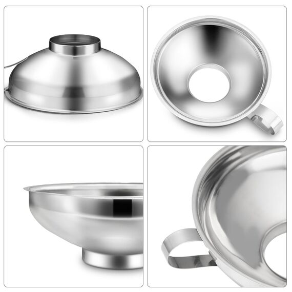 HAUSPROFI Edelstahl Trichterset 7-teilig mit Einmachgläser Heber & Filter - 3 Größen Küchentrichter Set für Marmelade, Einmachen, Öl, Gewürze - Spülmaschinenfest