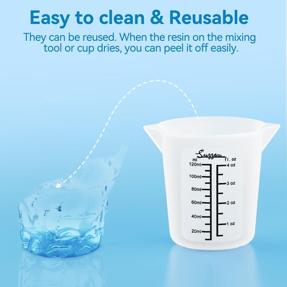 6 Stück Silikon Messbecher Epoxidharz, 120ml sklare 2 Skalen Silikon Messbecher für Gips, Gießpulver, Formen, wiederverwendbares und leicht zu reinigen Epoxidharz zubehör