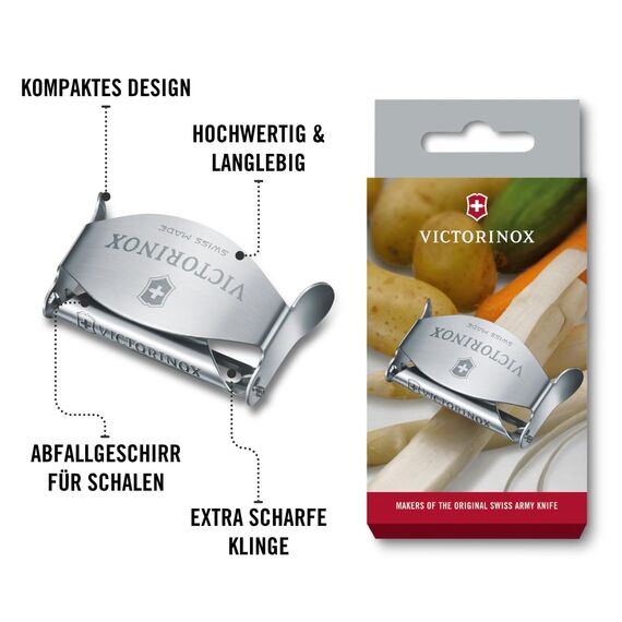 Victorinox Sparschäler, Kartoffelschäler, Klein, Peeler, Extra Scharfe Klinge, Rostfreier Stahl, Metall