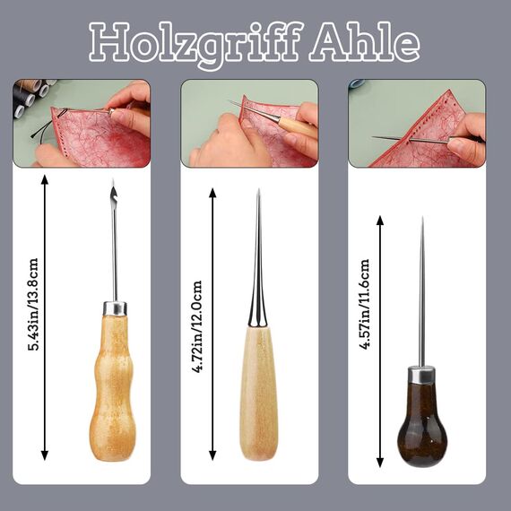 Leder-Nähset, Polsterreparaturset, 48-teiliges Hochleistungs-Nähset mit Nähnadeln, Nähahle, Nahttrenner, Nähgarn für Reparaturen, Handnähen, DIY-Lederhandwerk