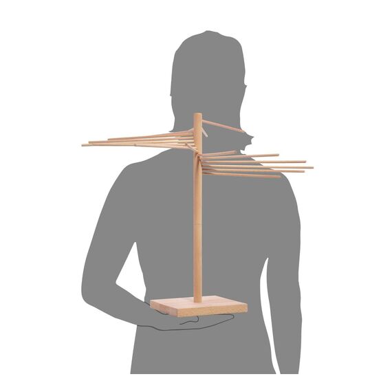 Sänger | Pastatrockner aus Holz, Nudeltrockner, Nudelständer zum Trocknen, Gesamthöhe 50cm, mit 16 abnehmbaren Armen, inkl. Booklet „Pasta Pasta“ mit 10 exklusiven Pastarezepten