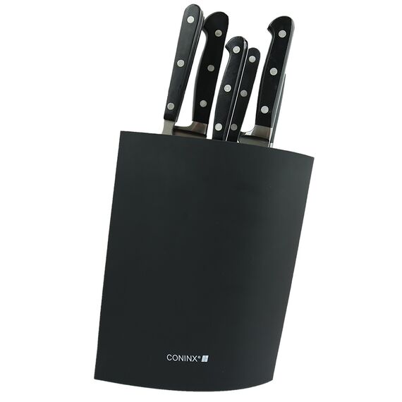 Coninx Messerblock ohne Messer Schwarz - Moderner Messerblock mit flexiblen Lamellen - Universal Messerhalter - Knife Block - Stilvoller Knife Block unbestückt - Erleichtert die Messeraufbewahrung