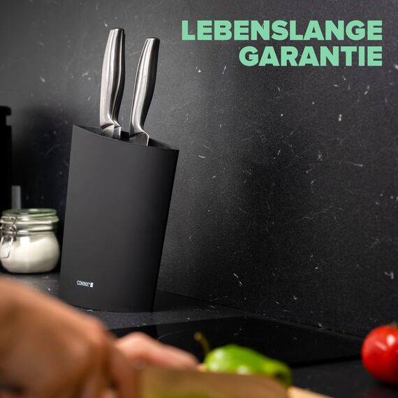 Coninx Messerblock ohne Messer Schwarz - Moderner Messerblock mit flexiblen Lamellen - Universal Messerhalter - Knife Block - Stilvoller Knife Block unbestückt - Erleichtert die Messeraufbewahrung