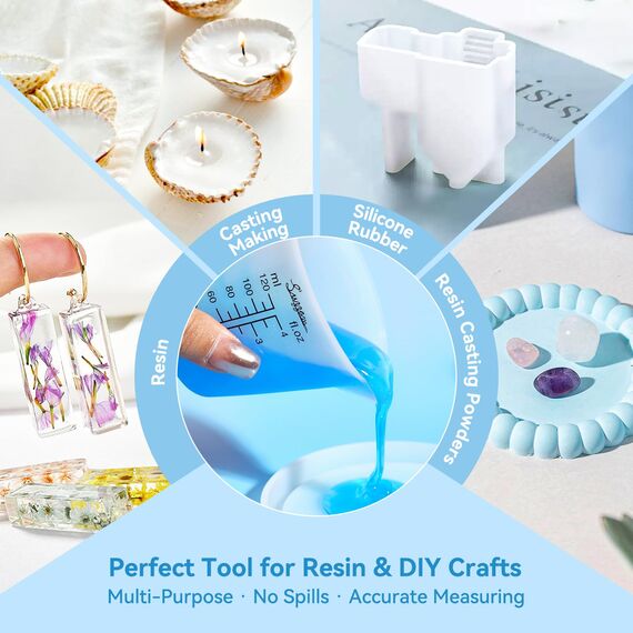 6 Stück Silikon Messbecher Epoxidharz, 120ml sklare 2 Skalen Silikon Messbecher für Gips, Gießpulver, Formen, wiederverwendbares und leicht zu reinigen Epoxidharz zubehör