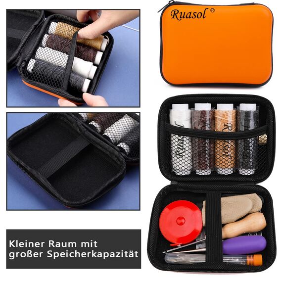 38-teiliges Polsterreparaturset enthält Nähgarn und Nadeln, Ahle, Fingerhut, Ledernähnadeln für Polster, Leder, Teppich, Leinwandreparatur für die Lederreparatur