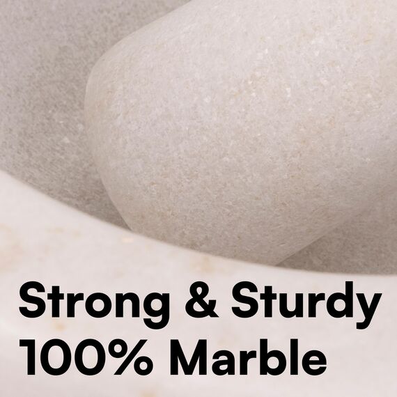 H&S Mörser mit Stößel aus Marmor groß - ⌀ 18 cm - Stabiler Tablettenmörser - Schützt Arbeitsplatten - Einfache Reinigung - Zum Mahlen von Gewürzen Nüssen Medikamenten