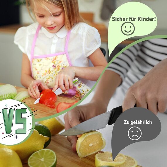Goodchef Kindermesser – 8 teiliges sicheres Holzmesser Set, Kinder Messer Set & Montessori Messer, Montessori Schneidewerkzeug, BPA-frei, Geschenkidee, geeignet für Kinder ab 2 Jahren（Auto）