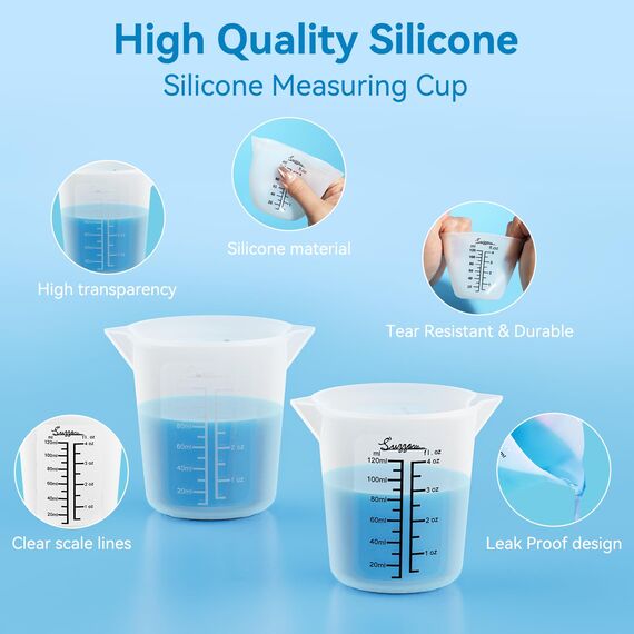 6 Stück Silikon Messbecher Epoxidharz, 120ml sklare 2 Skalen Silikon Messbecher für Gips, Gießpulver, Formen, wiederverwendbares und leicht zu reinigen Epoxidharz zubehör