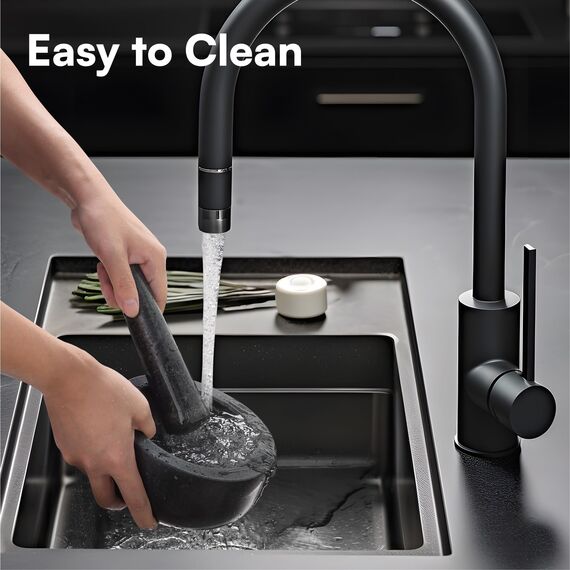 H&S Mörser mit Stößel Set für Gewürze - 16cm XXL aus Granit für Gewürze & Kräuter – Großes Set – Küchenutensilien - Mortar and Pestle