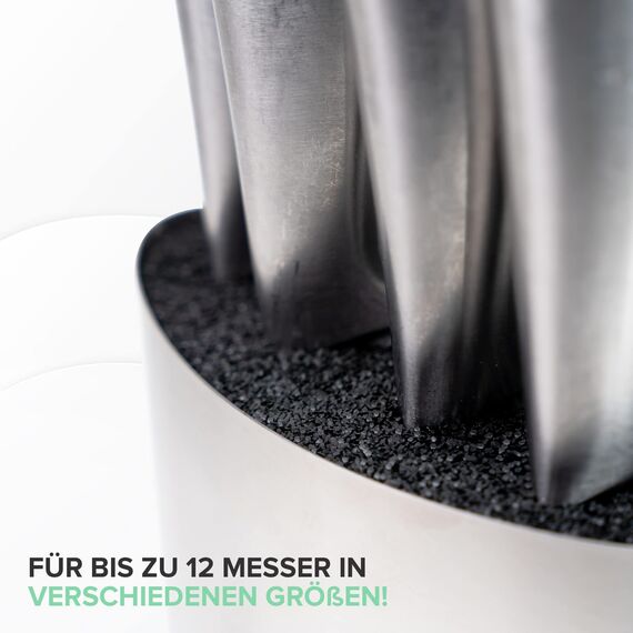 Coninx Messerblock ohne Messer - Messer mit Borsteneinsatz - Knife Block without Knives in Silber - Universal Messerblock unbestückt Edelstahl – Messerständer leer – Küchenmesser Aubewahrung