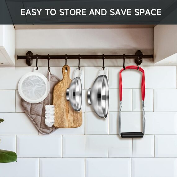 HAUSPROFI Edelstahl Trichterset 7-teilig mit Einmachgläser Heber & Filter - 3 Größen Küchentrichter Set für Marmelade, Einmachen, Öl, Gewürze - Spülmaschinenfest