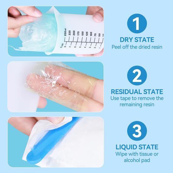 Silikon Messbecher set für Harz, klare 2 Skalen 250 & 100ml Messbecher, Silikon Mischpaddel & Rührstäbchen, wiederverwendbares und leicht zu reinigen Epoxidharz zubehör zum Harzmischen, Formen