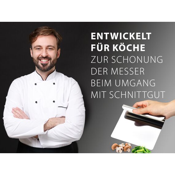 Hausfelder VIELZWECK-KÜCHENHELFER 2er Set aus 18/10 Edelstahl, Gemüseschaufel, Spachtel für die Küche, vielseitige Küchenutensilien (2 Stück)
