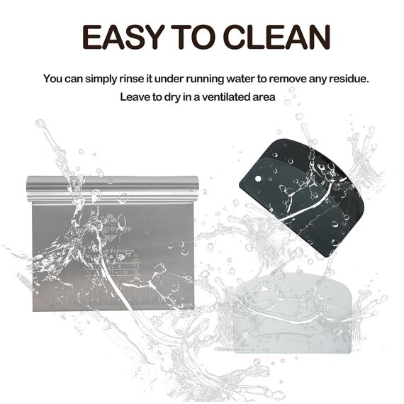 Midgreyeye Teigkarte Set, 4 Stücke Edelstahl Teigschneider Mit Messskala Kunststoff Teigschaber Teigkarte Teigspachtel Schaber Küche Für Kuchen, Cake,Pizza, Torte, Dough(15 * 12,5+13.5 * 9,1cm)