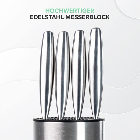 Coninx Edelstahl Messerblock ohne Messer - Moderner runder Messerblock mit flexiblen Lamellen - Universal Messerhalter - Stilvoller Knife Block unbestückt - Erleichtert die Messeraufbewahrung