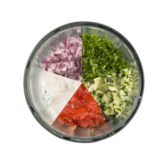 WMF Gourmet Gemüseschneider manuell mit Seilzug, Multizerkleinerer manuell 900ml, ideal für Gemüse, Zwiebeln, Knoblauch, Nüsse, Kräuter oder Obst, Kunststoff